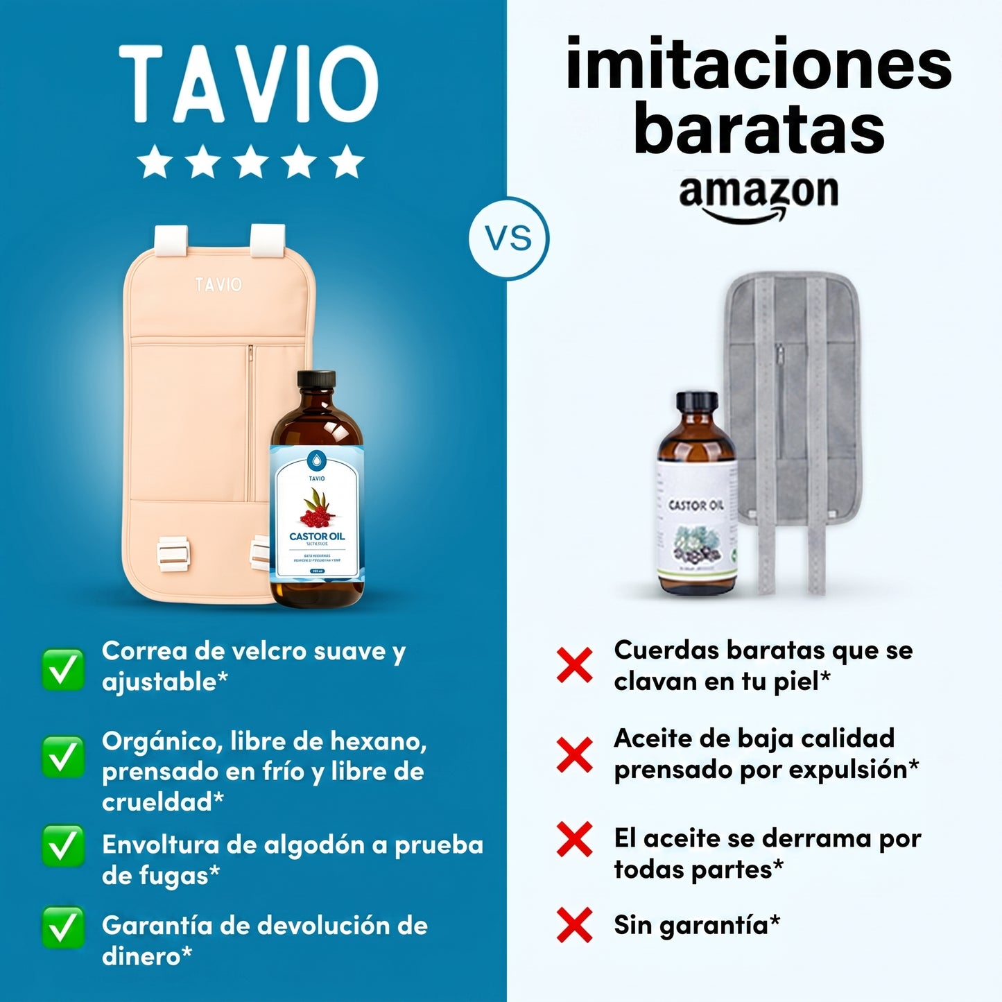 Tavio™ de Compresas de Aceite de Ricino