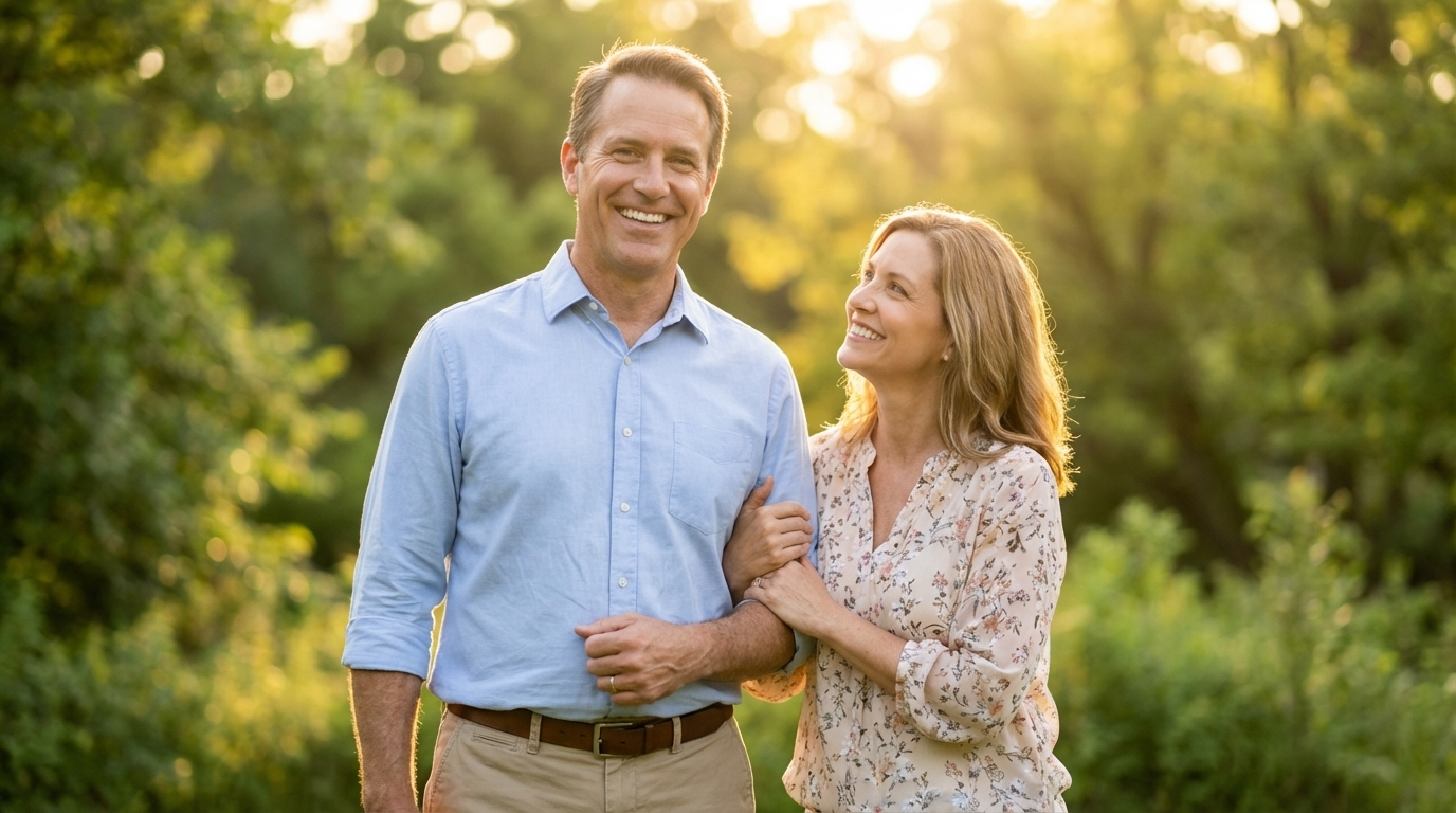 Happy healthy couple enjoying life after kidney health improvement
