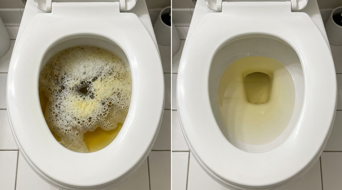 Before and after - foamy urine clearing with Tavio Pack